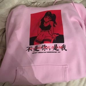 pink anime hoodie